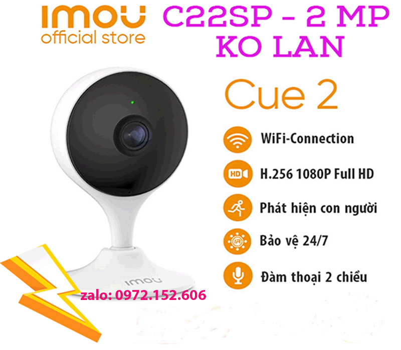 CAMERA (Trong Nhà) (IP IMOU CUE 2E IPC-C22SP-A 2MP CHÍNH HÃNG ( ĐÀM THOẠI 2 CHIỀU , GÓC RỘNG )